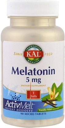 KAL, Melatonin, Vanilla Mint, 5 mg, 90 Micro Tablets ,المكملات الغذائية، الميلاتونين 5 ملغ