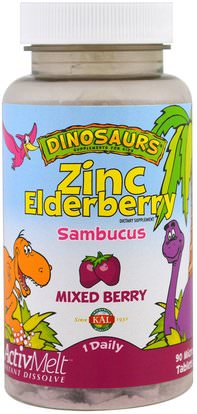 KAL, Zinc Elderberry ActivMelt, Mixed Berries, 90 Micro Tablets ,صحة الأطفال، مكملات الأطفال، المعادن، الزنك