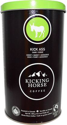 Kicking Horse, Kick Ass, Whole Bean Coffee, Dark, 12.3 oz (350 g) ,الطعام، بني اللون داكن، إنتقد بحدة، كل، حبة الفول، كوفي