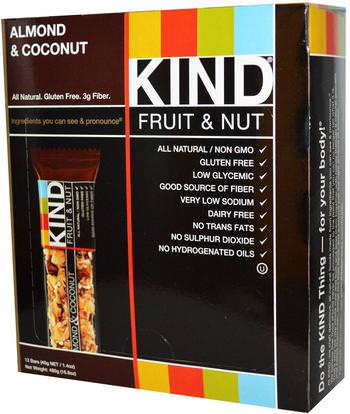 KIND Bars, Fruit & Nut Bars, Almond & Coconut, 12 Bars, 1.4 oz (40 g) Each ,المكملات الغذائية، الحانات الغذائية