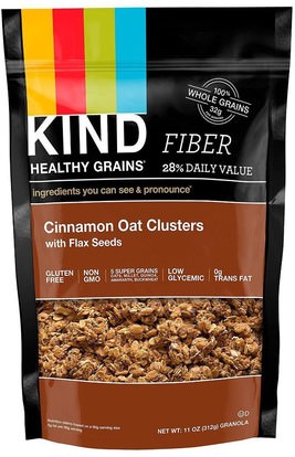 KIND Bars, Healthy Grains, Cinnamon Oat Clusters with Flax Seeds, 11 oz (312 g) ,الطعام، الوجبات الخفيفة، بذور المكسرات الحبوب