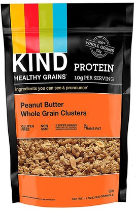 KIND Bars, Healthy Grains, Peanut Butter Whole Grain Clusters, 11 oz (312 g) ,الطعام، الوجبات الخفيفة، بذور المكسرات الحبوب