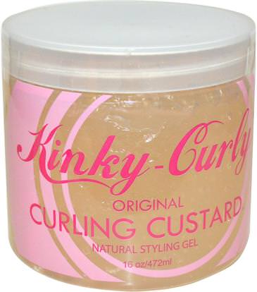 Kinky-Curly, Original Curling Custard, Natural Styling Gel, 16 oz (472 ml) ,حمام، الجمال، تصفيف الشعر هلام