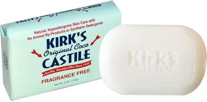 Kirks, Original Coco Castile Bar Soap, Fragrance Free, 4 oz (113 g) ,حمام، الجمال، الصابون، الصابون القشتالي
