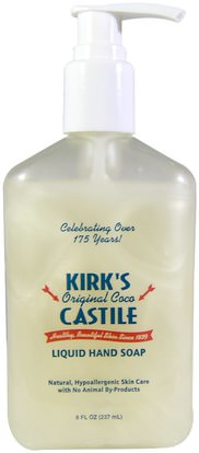 Kirks, Original Coco Castile Liquid Hand Soap, 8 fl oz (237 ml) ,حمام، الجمال، الصابون
