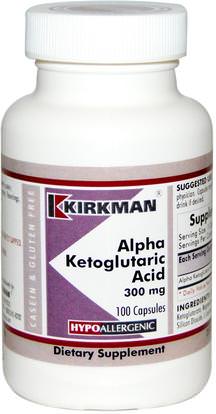 Kirkman Labs, Alpha Ketoglutaric Acid, 300 mg, 100 Capsules ,المكملات الغذائية، أكغ (ألفا كيتوغلوتاريك أسيد)، الصحة
