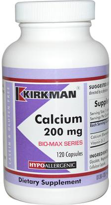 Kirkman Labs, Bio-Max Series, Calcium, 200 mg, 120 Capsules ,الفيتامينات، فيتامين d3