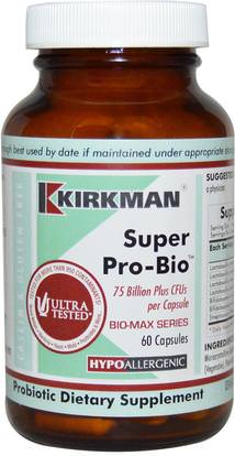 Kirkman Labs, Bio-Max Series, Super Pro-Bio, 60 Capsules (Ice) ,المنتجات المثلجة المبردة، والمكملات الغذائية، البروبيوتيك