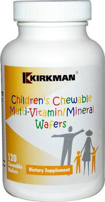 Kirkman Labs, Childrens Chewable Multi-Vitamin/Mineral Wafers, 120 Chewable Wafers ,الفيتامينات، الفيتامينات المتعددة، الأطفال الفيتامينات
