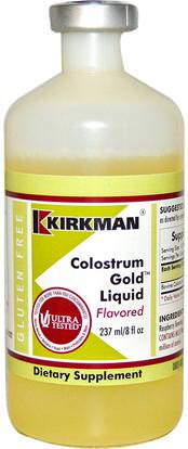 Kirkman Labs, Colostrum Gold Liquid, Flavored, 8 fl oz (237 ml) ,المكملات الغذائية، منتجات الأبقار، اللبأ، الصحة