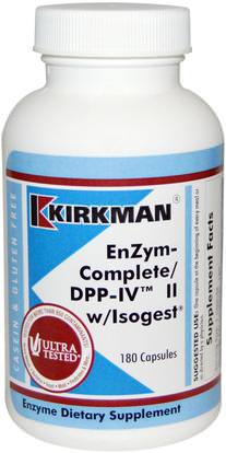 Kirkman Labs, EnZym-Complete/DPP-IV II with Isogest, 180 Capsules ,والمكملات الغذائية، والإنزيمات الهاضمة، والصحة