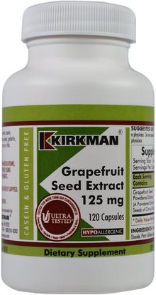 Kirkman Labs, Grapefruit Seed Extract, 125 mg, 120 Capsules ,المكملات الغذائية، مضادات الأكسدة، استخراج بذور الجريب فروت