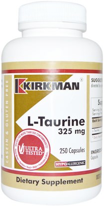 Kirkman Labs, L-Taurine, 325 mg, 250 Capsules ,المكملات الغذائية، والأحماض الأمينية، التورين