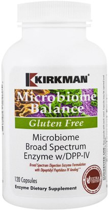 Kirkman Labs, Microbiome Broad Spectrum Enzyme w/DPP-IV, 120 Capsules ,والمكملات الغذائية، والإنزيمات الهاضمة، والصحة