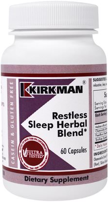 Kirkman Labs, Restless Sleep Herbal Blend, 60 Capsules ,والمكملات الغذائية، والنوم، والصحة