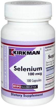 Kirkman Labs, Selenium, 100 mcg, 100 Capsules ,المكملات الغذائية، مضادات الأكسدة، السيلينيوم
