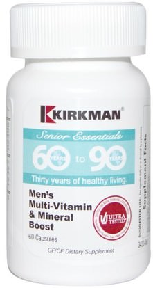 Kirkman Labs, Senior Essentials 60 to 90 Years, Mens Multi-Vitamin & Mineral Boost, 60 Capsules ,الفيتامينات، الفيتامينات - كبار السن، الرجال الفيتامينات المتعددة