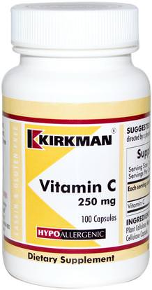 Kirkman Labs, Vitamin C, 250 mg, 100 Capsules ,الفيتامينات، فيتامين ج
