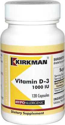 Kirkman Labs, Vitamin D-3, 1000 IU, 120 Capsules ,الفيتامينات، فيتامين d3