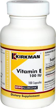 Kirkman Labs, Vitamin E, 100 IU, 100 Capsules ,الفيتامينات، فيتامين e