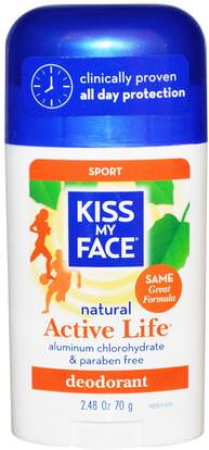 Kiss My Face, Active Life, Sport Deodorant, 2.48 oz (70 g) ,حمام، الجمال، مزيل العرق