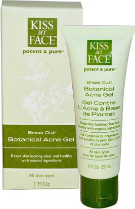 Kiss My Face, Break Out, Botanical Acne Gel, 1 fl oz (29 ml) ,الجمال، حب الشباب منتجات موضعية، العناية بالوجه
