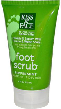 Kiss My Face, Foot Scrub, Peppermint, 4 fl oz (118 ml) ,حمام، الجمال، قدم رعاية القدم، العناية بالجسم
