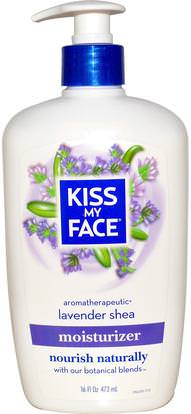 Kiss My Face, Moisturizer, Lavender Shea, 16 fl oz (473 ml) ,حمام، الجمال، غسول الجسم، زبدة الشيا