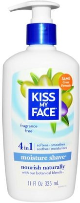 Kiss My Face, Moisture Shave, Fragrance Free, 11 fl oz (325 ml) ,حمام، الجمال، كريم الحلاقة