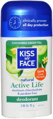 Kiss My Face, Natural Active Life Deodorant, Cucumber Green Tea, 2.48 oz (70 g) ,حمام، الجمال، مزيل العرق
