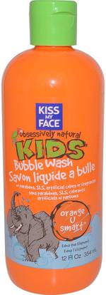 Kiss My Face, Obsessively Natural Kids, Bubble Wash, Orange U Smart, 12 fl oz (354 ml) ,حمام، الجمال، هلام الاستحمام، حمام فقاعة