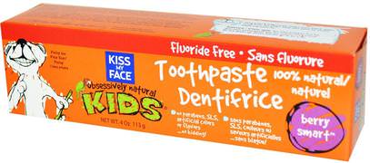 Kiss My Face, Obsessively Natural Kids, Toothpaste, Flouride Free, Berry Smart, 4 oz (113 g) ,حمام، الجمال، شفهي، الأسنان، تهتم، معجون أسنان