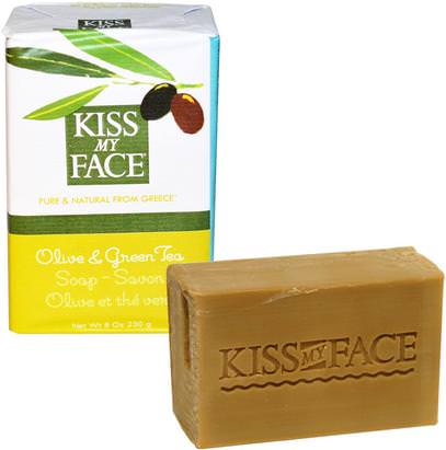 Kiss My Face, Olive & Green Tea Soap Bar, 8 oz (230 g) ,حمام، الجمال، الصابون