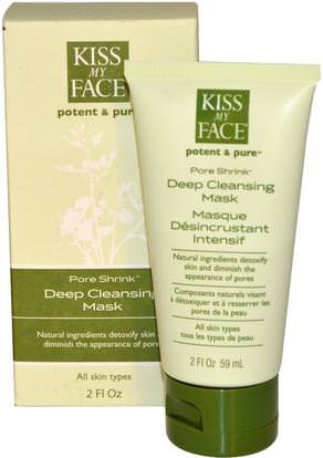 Kiss My Face, Potent & Pure, Pore Shrink, Deep Cleansing Mask, 2 fl oz (59 ml) ,الجمال، العناية بالوجه، الجلد، أقنعة الوجه، حب الشباب، أقنعة عيب