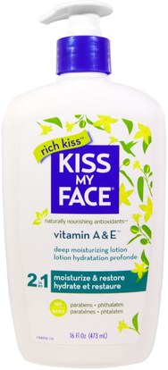 Kiss My Face, Rich Kiss, 2 In 1 Deep Moisturizing Lotion, Vitamin A & E, 16 fl oz (473 ml) ,حمام، الجمال، غسول الجسم، بدن، هم