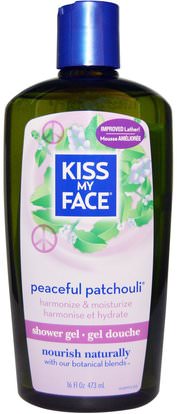 Kiss My Face, Shower Gel, Peaceful Patchouli, 16 fl oz (473 ml) ,حمام، جمال، هلام الاستحمام، الزيوت العطرية الزيوت، زيت الباتشولي