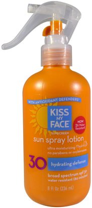 Kiss My Face, Sunscreen, Sun Spray Lotion, SPF 30, 8 fl oz (236 ml) ,حمام، الجمال، واقية من الشمس، سف 30-45، والأطفال والطفل واقية من الشمس