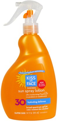 Kiss My Face, Sunscreen, Sun Spray Lotion 30, 14 fl oz (414 ml) ,حمام، الجمال، واقية من الشمس، سف 30-45، والأطفال والطفل واقية من الشمس