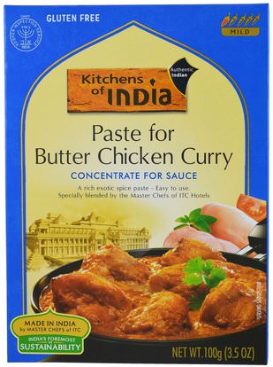 Kitchens of India, Paste for Butter Chicken Curry, Concentrate for Sauce, Mild, 3.5 oz (100 g) ,الغذاء والصلصات والمخللات