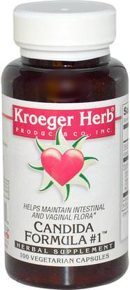 Kroeger Herb Co, Candida Formula #1, 100 Veggie Caps ,الصحة، المبيضات