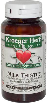 Kroeger Herb Co, Complete Concentrates, Milk Thistle, 90 Veggie Caps ,الصحة، السموم، الحليب الشوك (سيليمارين)