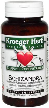 Kroeger Herb Co, Complete Concentrates, Schizandra, 90 Veggie Caps ,الأعشاب، ششيزاندرا (سشيساندرا)