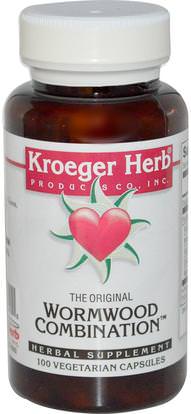 Kroeger Herb Co, The Original Wormwood Combination, 100 Veggie Caps ,الأعشاب، أرتميسيا، المرارة