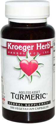 Kroeger Herb Co, Turmeric, 100 Veggie Caps ,المكملات الغذائية، مضادات الأكسدة، الكركمين