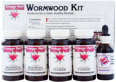 Kroeger Herb Co, Wormwood Kit, 5 Piece Kit ,الأعشاب، الجوز الأسود، القرنفل