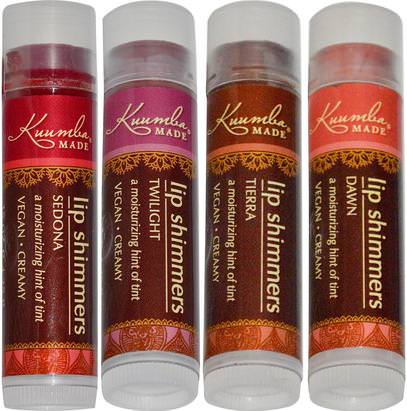 Kuumba Made, Lip Shimmers, 4 Pack.15 oz (4.25 g) Each ,حمام، الجمال، أحمر الشفاه، لمعان، بطانة
