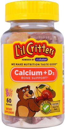 Lil Critters, Calcium+D3, Bone Support, 60 Gummies ,المكملات الغذائية، والمعادن، والكالسيوم