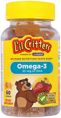 Lil Critters, Omega-3, 60 Gummies ,المكملات الغذائية، إيفا أوميجا 3 6 9 (إيبا دا)، دا، إيبا