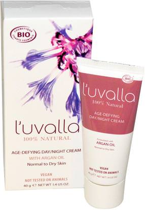 Luvalla Certified Organic, Age-Defying Day/Night Cream, 1.4 oz (40 g) ,حمام، الجمال، أرجان، جلد، الليل الكريمات