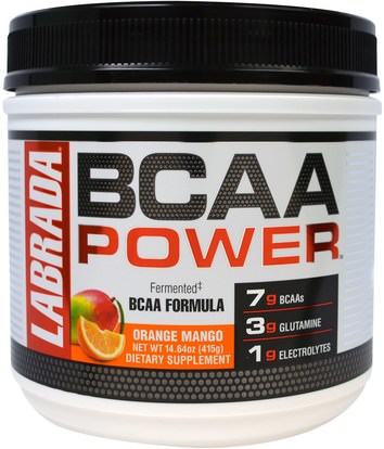 Labrada Nutrition, BCAA Power, Orange Mango, 14.64 oz (415 g) ,المكملات الغذائية، والأحماض الأمينية، بكا (متفرعة سلسلة الأحماض الأمينية)